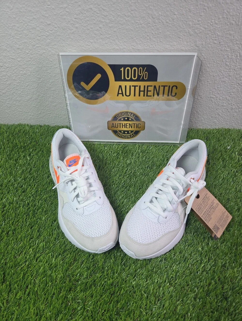 Nike Air Max SYSTM (GS) White/Orange/Phantom Kids Sneaker 6.5Y/Women's Size 8